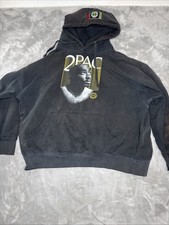 Vintage Cross Colours Tupac Shakur Black Graphic Hoodie Size XL Music Rap