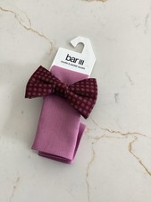 Bar III Men's Sondley Bow Tie  Solid Pocket Square Set NWT