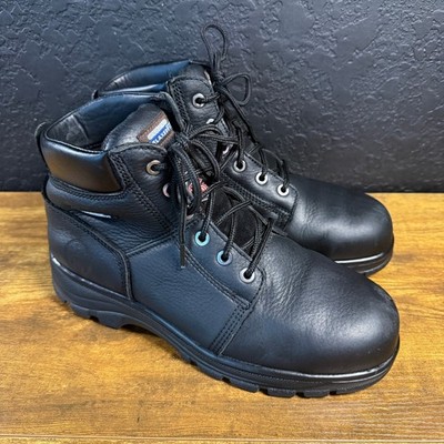 Skechers Hartan 77009EW Black Leather Steel Toe Work Boots Mens 9.5 Wide