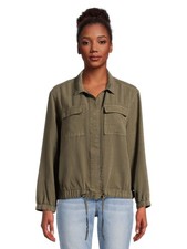 Sanctuary Olive Drawstring Utility Jacket XL Lightweight Pockets Women