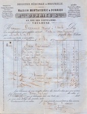 TOULOUSE - INVOICE ARMAND DURRIEU SUCCESSOR, MEDICINAL DRUGSTORE - 1870