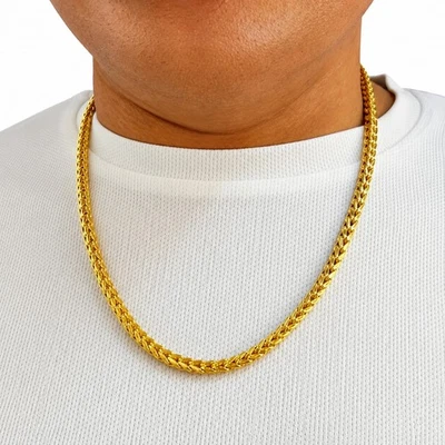 18 Kt, 22 Kt Gelbgold Echter Weizen Spiga Franco Kette Herren Halskette 5MM - Bild 1 von 4
