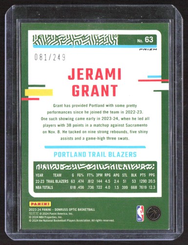 1688F 2023-24 Donruss Optic #63 Jerami Grant Premium Box Set #/249 | eBay