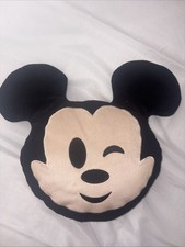 Disney Mickey Mouse Winking Emoji Pillow Plush Black Tan 12x14 2018