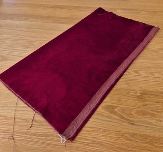 Ruby red velvet fabric 142cm W x 64cm L in great condition
