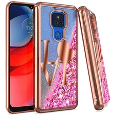 Emax Liquid Glitter Love Case for Moto G Play 2021 - Rose Gold