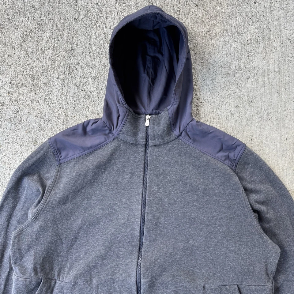 Moletom com capuz Brunello Cucinelli zíper completo cinza azul nylon tamanho XXL 2XL - Imagem 3 de 4