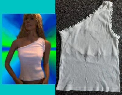 SeXy Miss Damen Trendy Top Asymmetrisch Rüsche 40/42 44/46 weiß NEU - Bild 1 von 2