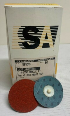 Standard Abrasives 595513 3'' 40-Grit Pinnacle Lockit Disc ** BOX OF 50EA **