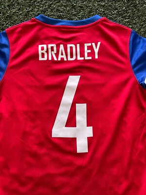 Nike USA Youth Away Jersey 2014 Legend Bradley #4 - Red/Blue/White