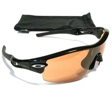 OAKLEY RADAR SUNGLASSES Polished Black Frames Silver Icons VR28 Trail Lens A1