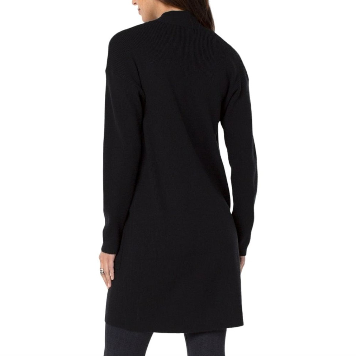 Liverpool Ribbed l Open Front Cardigan Sweater Black Women's Size