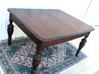 French Antique Tiger Oak Renaissance Dining Table | Carved Legs c.1880