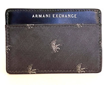 Armani Exchange AIX Eagle Logo Card Holder Wallet in Black/Grey BNWT