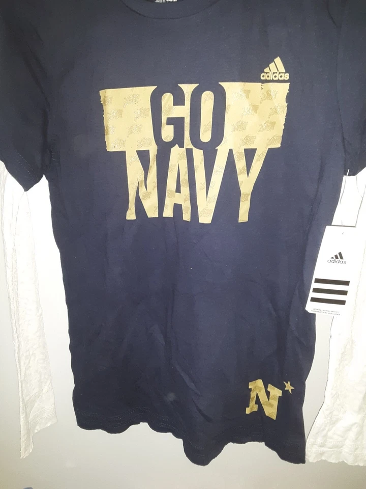 Camisa manga longa GO NAVY Midshipmen Naval Academy jovens meninas GRANDE Adidas #399 - Imagem 2 de 4