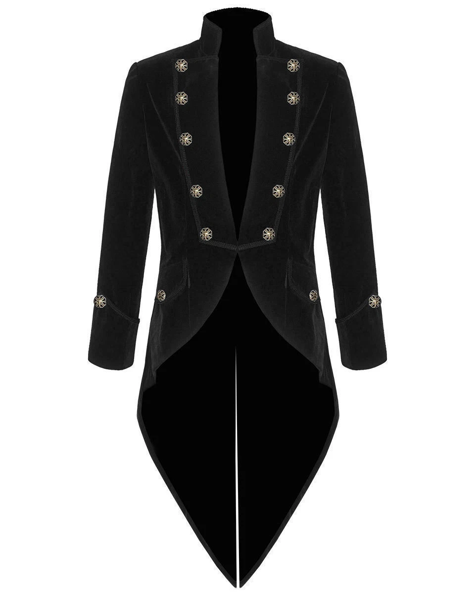 Men's Black Velvet VLADIMIR TUXEDO Jacket Tail coat Goth Steampunk Victorian
