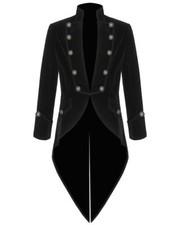Men's Black Velvet VLADIMIR TUXEDO Jacket Tail coat Goth Steampunk Victorian