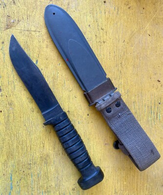 WWII USN Mark 1 COLONIAL Knife with Scabbard US Navy Mk1 Pilot