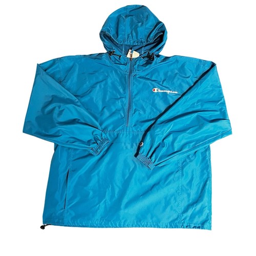 Champion Men's Packable HalfZip Hooded WaterResistant Jacket Blue