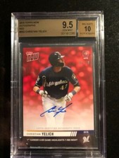 Christian Yelich 2019 Topps Now #90 on-card Auto #'d /10 - BREWERS BGS 9.5 GEM
