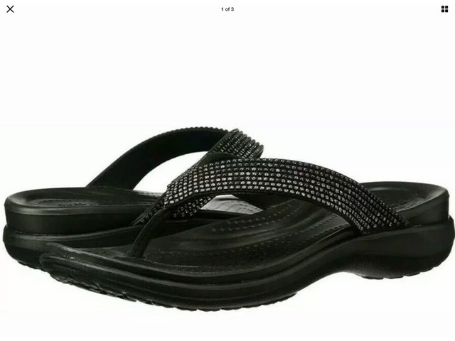 Crocs Capri V Diamante Flip Flop 205632 Women's Size 11 Black for sale online | eBay