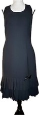 Amanda Smith Black Halter Dress With Pleated Hem & Bow Embellishment Women Sz 8