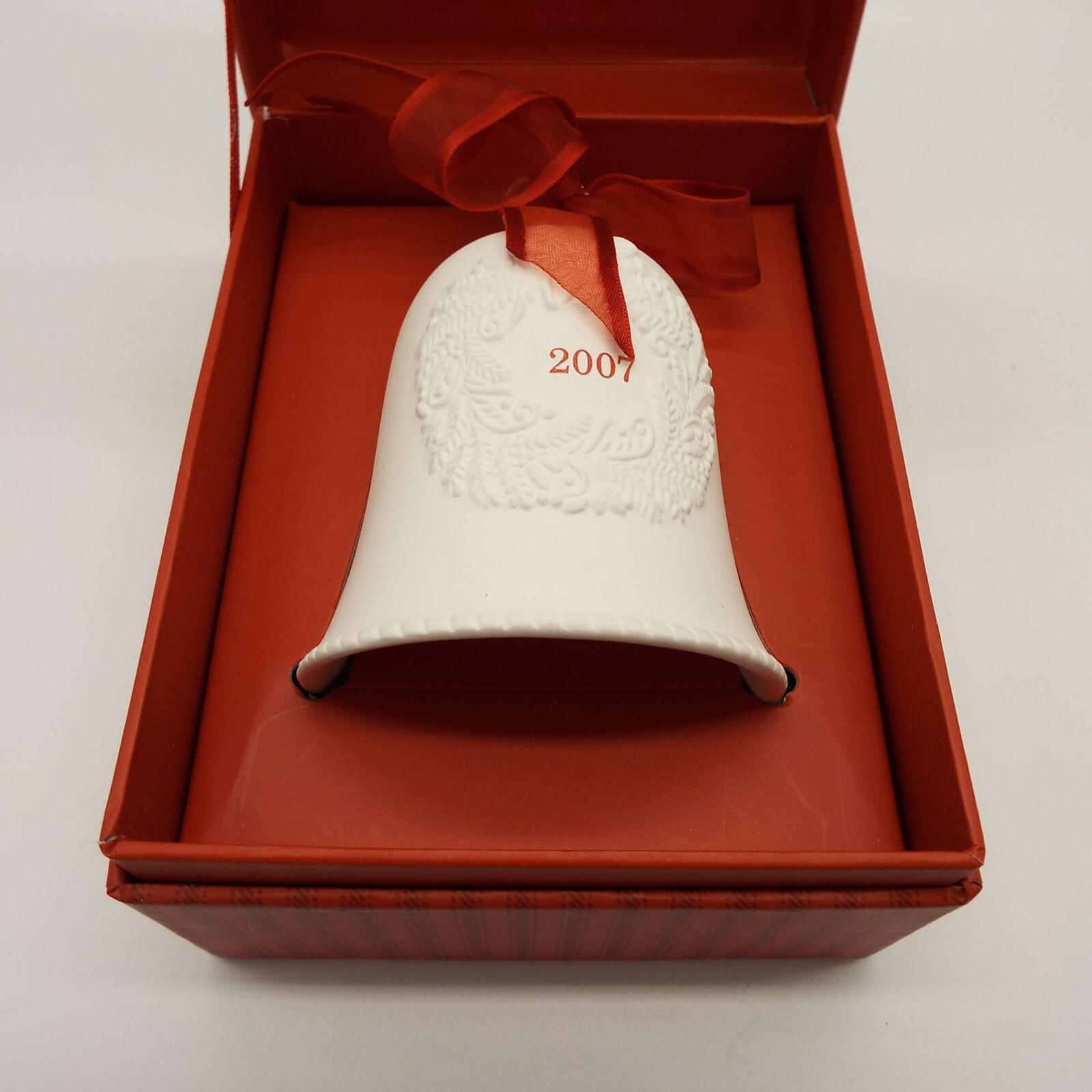 Hallmark Keepsake Christmas Porcelain Bell Dated 2007 White Hanging Ornament