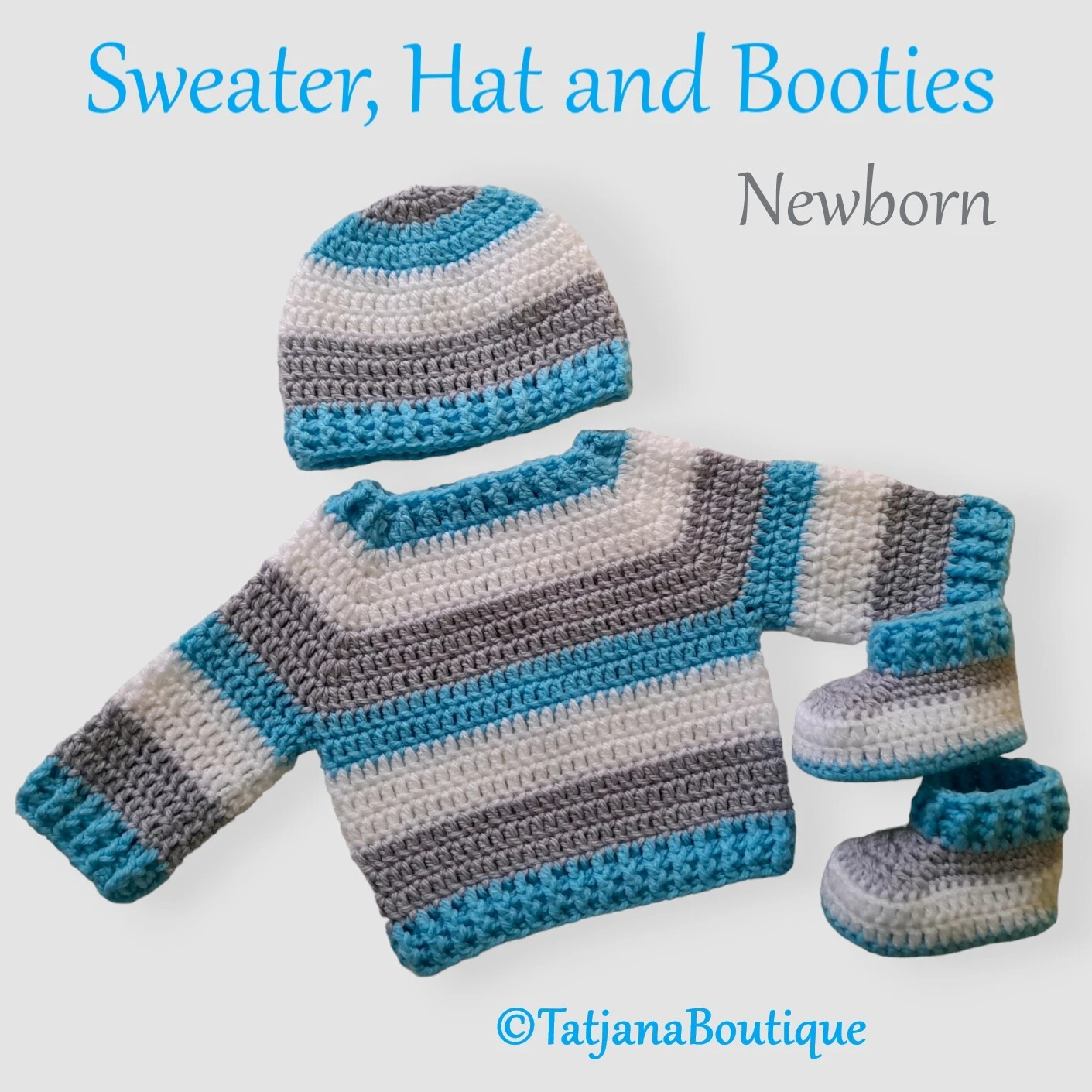 Crochet Baby Sweater, Hat and Booties Set, baby shower gift, baby clothes set