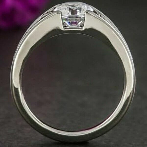 Anillo de compromiso solitario de oro blanco de 14 quilates con diamantes red... - Imagen 2 de 3