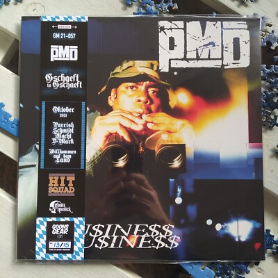 PMD - Business is Business (LP) OBI Blue Vinyl SEALED & Fisherman Hat  