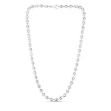 925 Sterling Silver Moon BEAD BALL Link Chain Necklace 6 mm 20" 30 grams