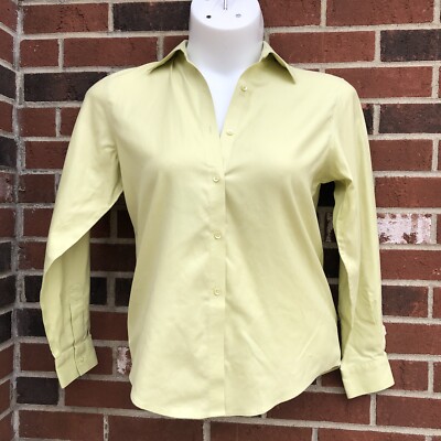 talbots womans size 6 chartreuse button front blouse
