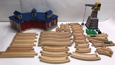 Miscellaneous Wooden Train Parts- 35 Vintage Pieces