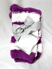 Charter Club Super Soft Butter Cozy Sleeping Crew Socks Purple stripe