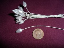 Vintage White Pearlized Tear Drop Single Ended Stamens - Made in Japan - 24