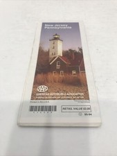 New Jersey Pennsylvania Travel Street Fold Map Road Guide AAA VINTAGE 1993