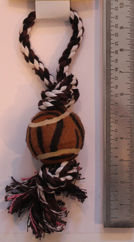 Cuerda con Pelota Safari Estampado 11" Perro Cachorro Mascota Buscar Tira de la Guerra Jugar Juguete para la Dentición Foto 2 de 2