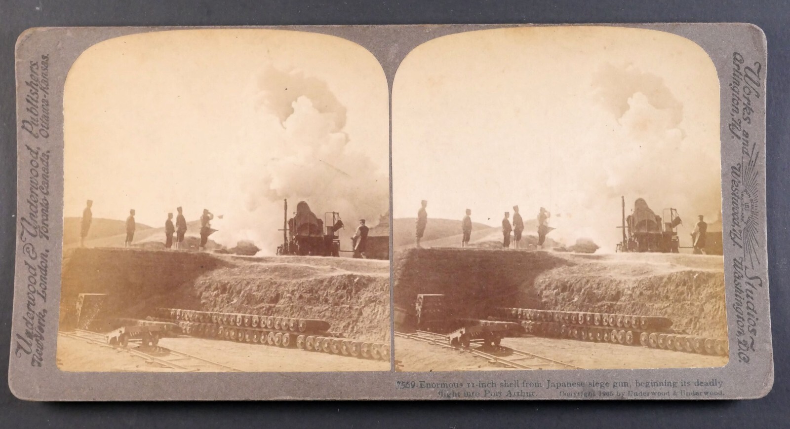 Enormous 11 inch shell Japanese siege gun - 1905 Stereoview #7559 U&U ...