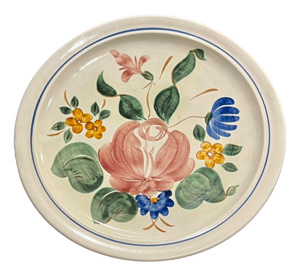 Red Wing Pottery Orleans Pattern 14 Inch Hand Painted Chop Plate Good Used