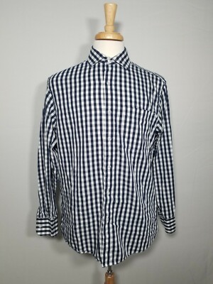 Tommy Hilfiger Size 15 Neck Regular Fit Blue Gingham Button Down Shirt Size M..