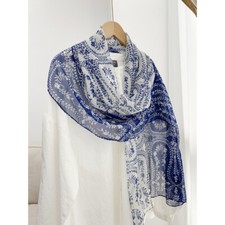 New Boutique 2025 Georgette 100 Silk Breathable Shawl Sunscreen Scarf Printing 