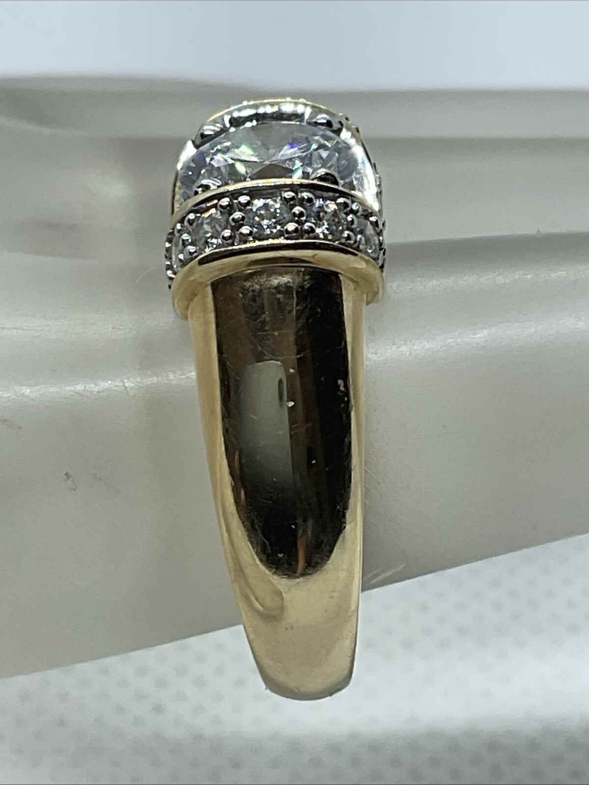 AWESOME Solid 14K Yellow Gold Solitaire White CZ … - image 14