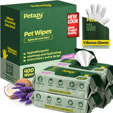 400 Dog Wipes for Paws and Butt Ears Eyes  Organic Pet Wipes for Dogs  Lavende