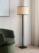 John Lewis Serenity Woven Shade Modern Wooden Floor Lamp Black/Natural {Marked}