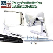 Square Chrome Fender New Door Mirrors Pair Usa Long Base 2 Pieces Left Right Set