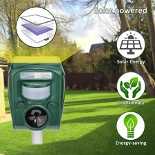 Solar Animal Repellent - Ultrasonic, Motion Sensor, Waterproof, Yard/Garden