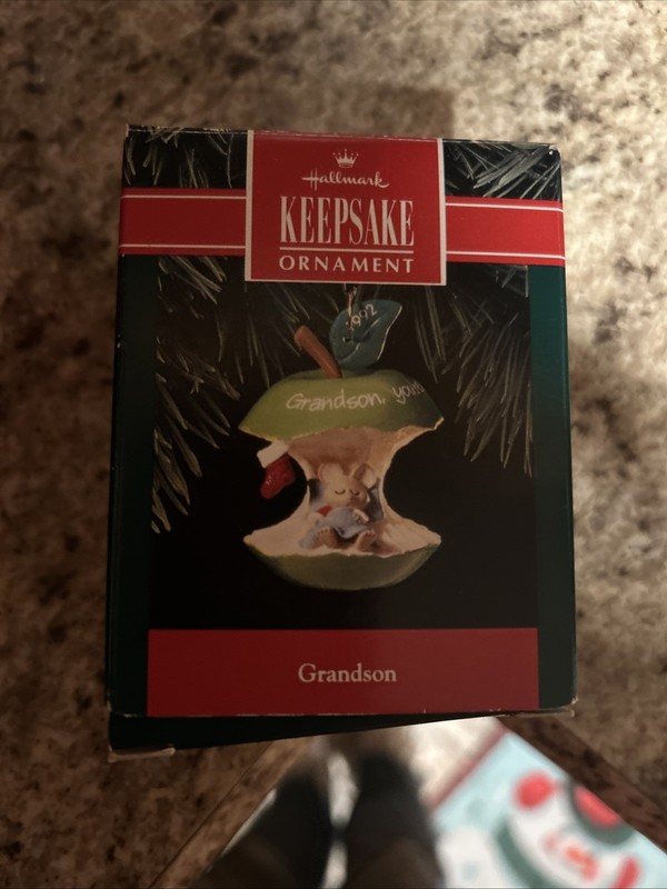 1992 Hallmark Keepsake Hanging Ornament Grandson, You're The Apple Of My Eye