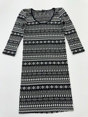 Terranova Damen Midikleid schwarz weiß geometrisches Muster XS/S