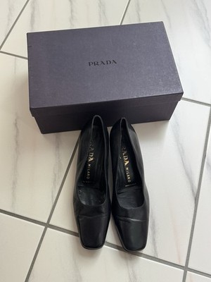 Prada Milano Vintage Leather Pumps Heels Black EU 40