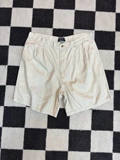 Trader Bay Shorts Mens 34x6 Khaki Beige Pleated 100% Cotton